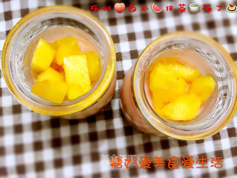 Plum Peach Watermelon Matcha Pudding recipe