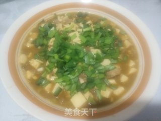 Tofu Soup with Chives and Minced Meat recipe