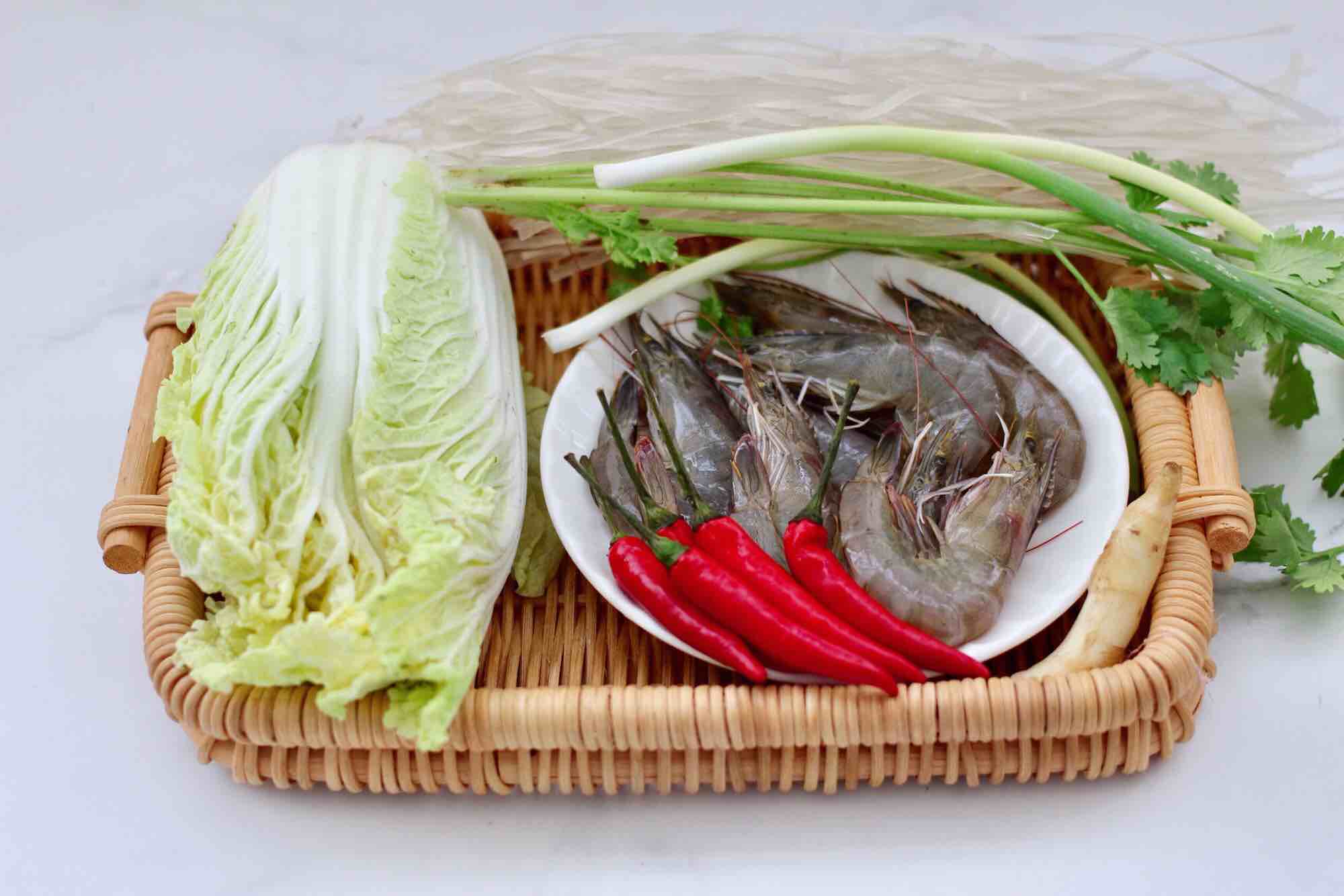 Stir-fried Sea Prawns with Baby Vegetable Vermicelli recipe