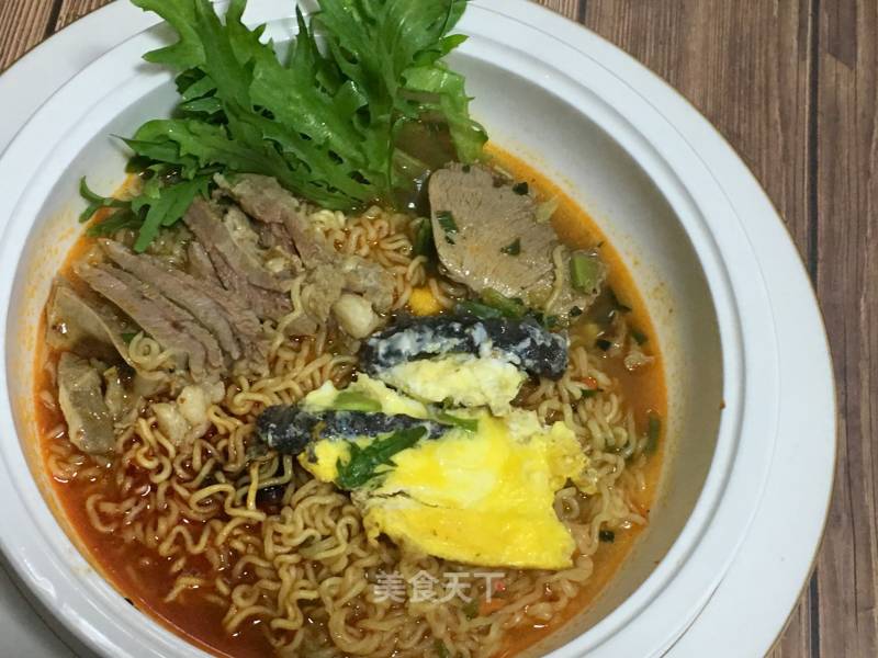 Instant Noodles with Lamb and Sea Cucumber Fried Egg