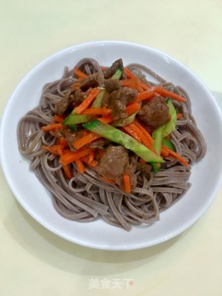 Carrot Cucumber Shredded Beef Cover Soba Noodles recipe