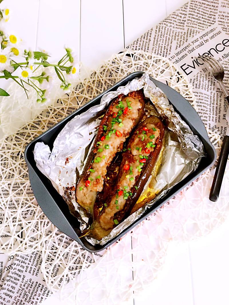 #aca烤明星大赛#grilled Eggplant with Minced Garlic Meat