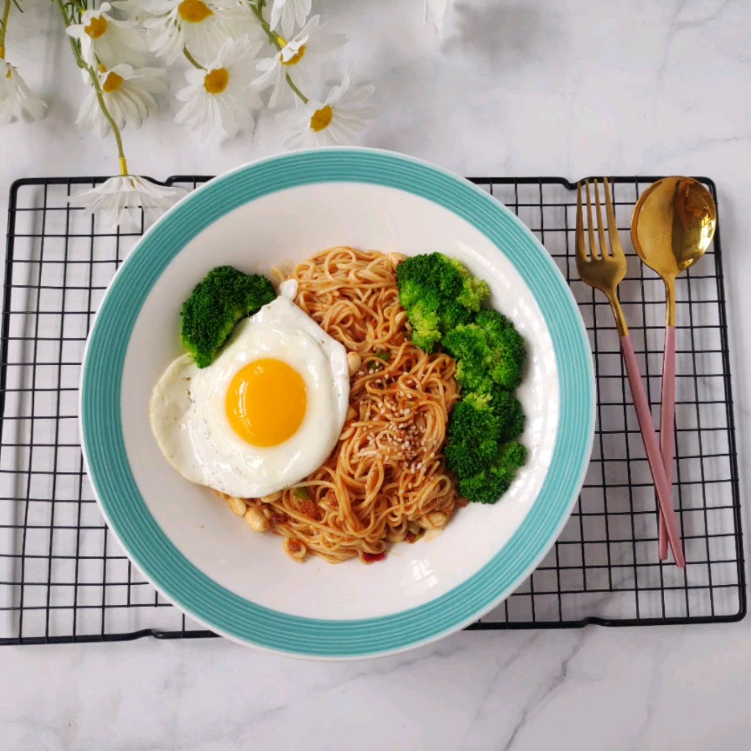 Spicy Salted Egg Yolk Noodles with Scallion Oil recipe