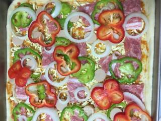 Square Bacon Ham Pizza recipe