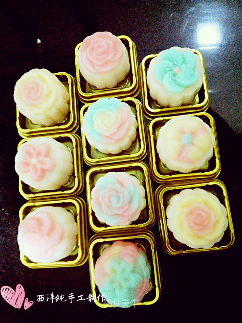 Rainbow Custard Snowy Mooncake recipe