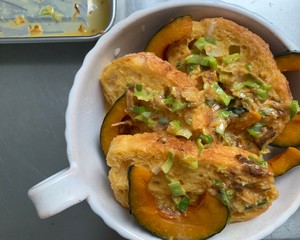 Miso Salted Egg Baked Pumpkin French Loaf [healthy One-pot End] recipe