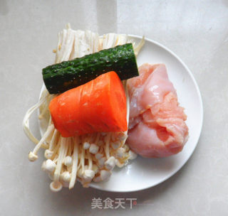 Enoki Mushroom Mixed with Shredded Chicken recipe