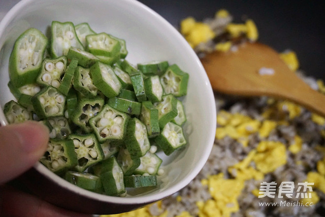 Fried Rice with Olive Vegetable Okra recipe