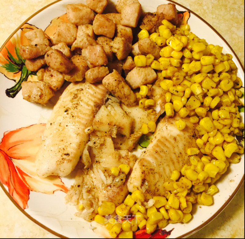 Grilled Fish Fillet ~ with Pork Corn Kernels recipe