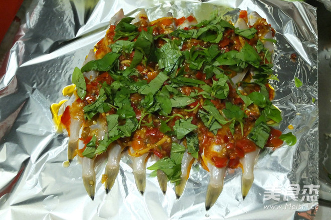 Baked Grilled Fish with Pickled Peppers and Basil recipe