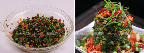 Stir-fried Five-color Vegetable Tower recipe