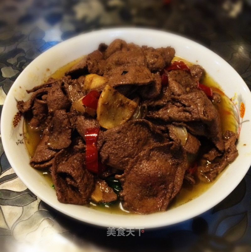 Stir-fried Pork Liver with Pickled Peppers and Spinach recipe