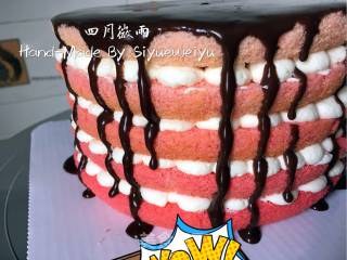 #四session Baking Contest and It's Love to Eat Festival# Cherry Blossom Color Gradient Chocolate Glaze Naked Cake recipe