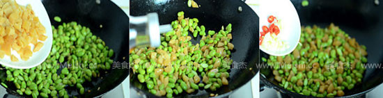 Fried Edamame with Dried Radish recipe