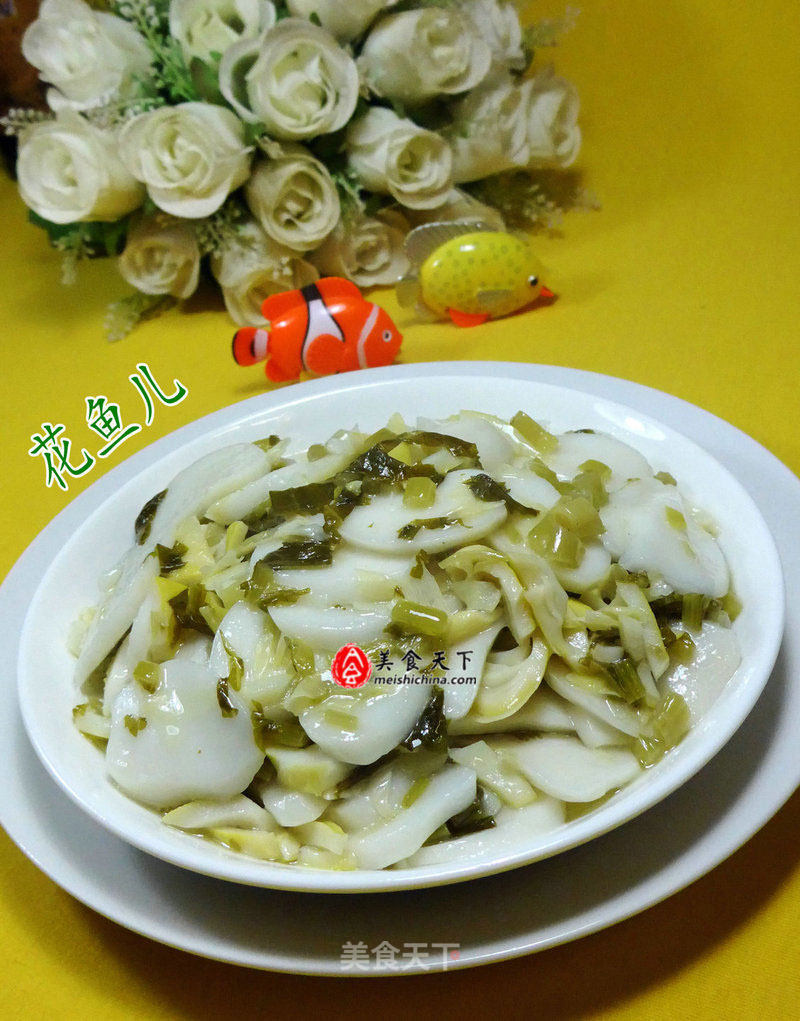 Stir-fried Rice Cake with Pickled Vegetables and Bamboo Shoots recipe