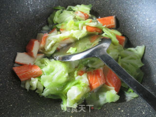 Stir-fried Beef Cabbage with Crab Sticks recipe