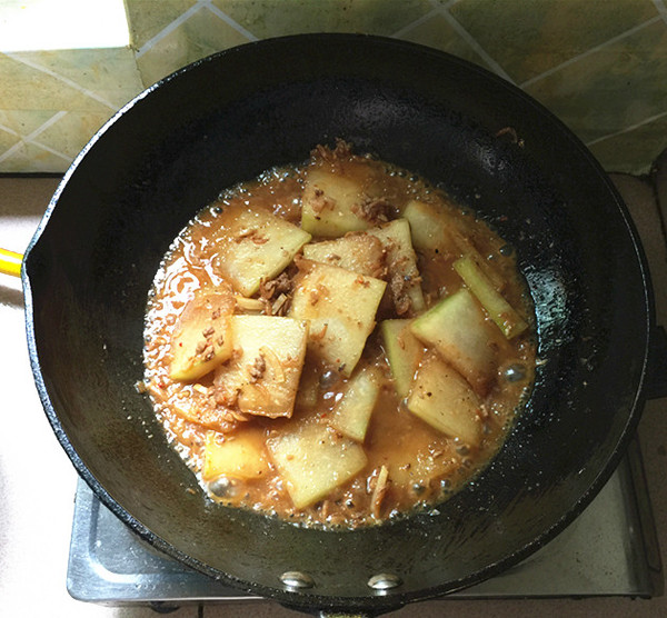 Braised Winter Melon with Shrimp Skin in Meat Sauce recipe