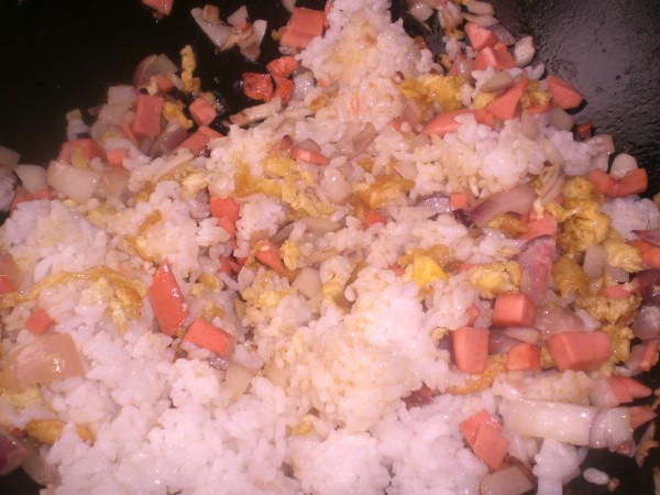 Fried Rice with Onion, Egg and Ham recipe