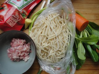 Noodles with Tomato Sauce and Meat Sauce recipe