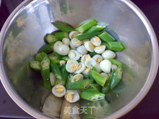 Garlic and Okra Quail Eggs recipe