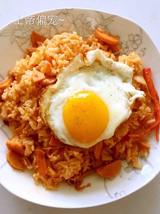 Spicy Cabbage Ham Fried Rice recipe