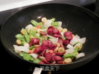 Fried Hot Dog with Vegetables recipe