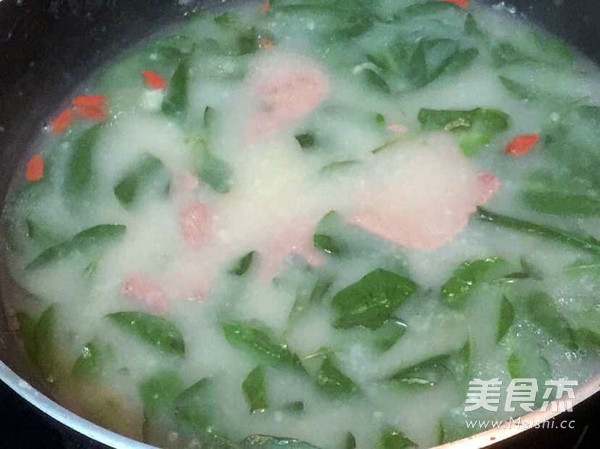 Pork Liver Soup with Wolfberry Leaf in Congee Base recipe