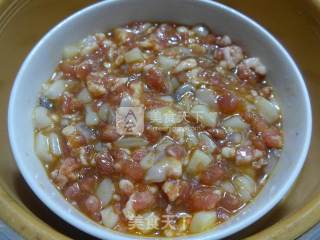 Steamed Minced Pork with Egg and Squid recipe