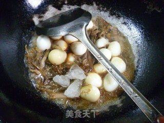 Grilled Quail Eggs with Bamboo Shoots and Dried Vegetables recipe