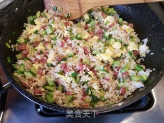 Fried Rice with Cucumber Sausage and Egg recipe