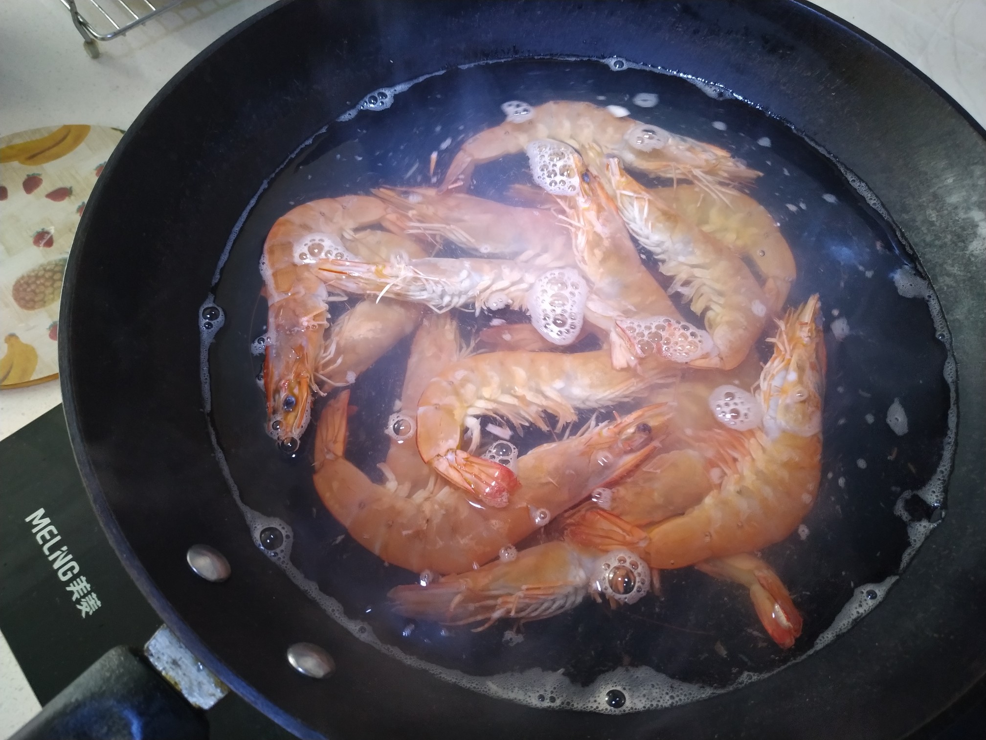 Fried Sea Prawns with Green Onions recipe