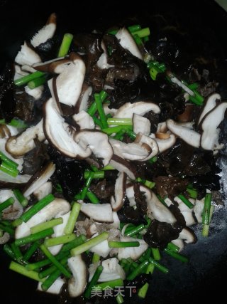 Stir-fried Garlic Sprouts with Mushrooms and Fungus recipe