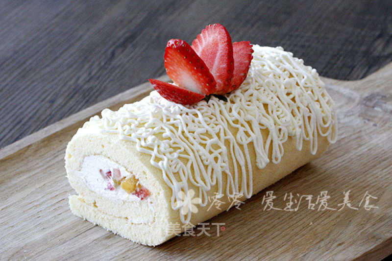 Swiss Roll Fruit Cream Cake Roll recipe