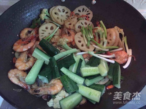 Griddle Shrimp Stir-fried Vegetarian Vegetables recipe