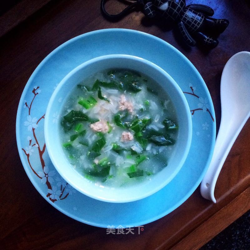 Spinach Congee with Fresh Meat recipe