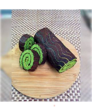 #aca Fourth Session Baking Contest# Making Erotic Spinach Cake Rolls with Twisted Patterns recipe