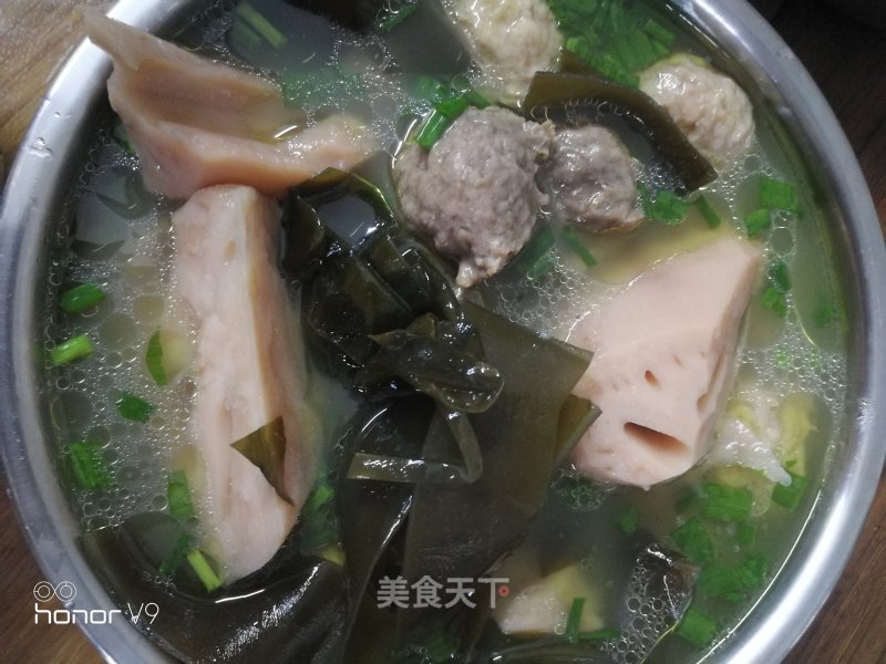 Lotus Root Seaweed Soup with Meatballs recipe