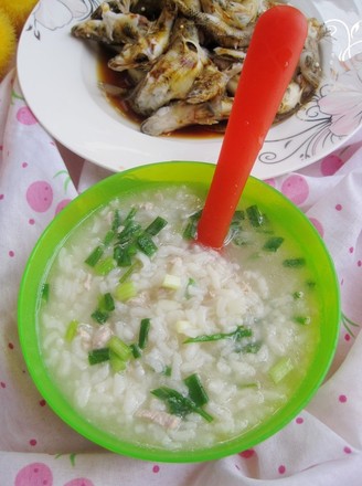 Minced Pork Congee with Small Sea Fish
