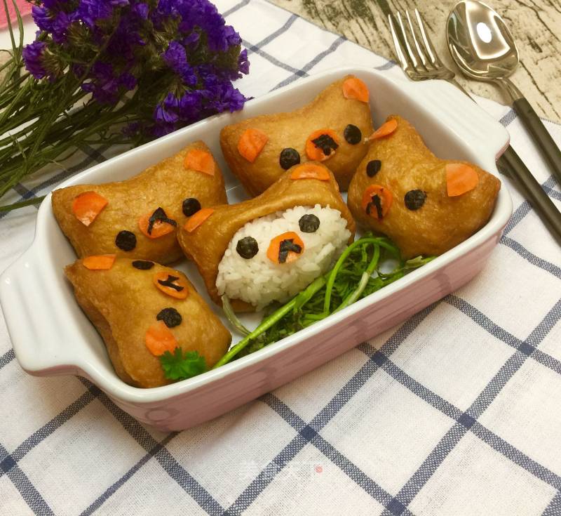 Cute Little 🐻 Tofu Skin Rice Ball recipe