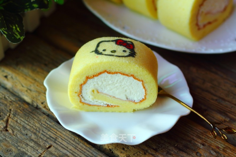 Hand Painted Cream Cake Roll recipe