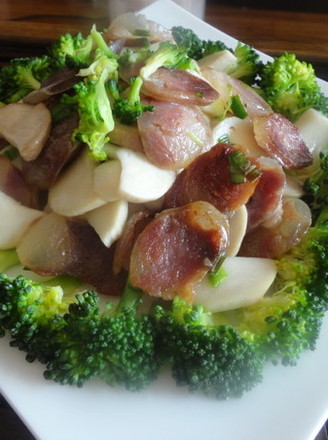 Fried Sausage with Pleurotus Eryngii recipe