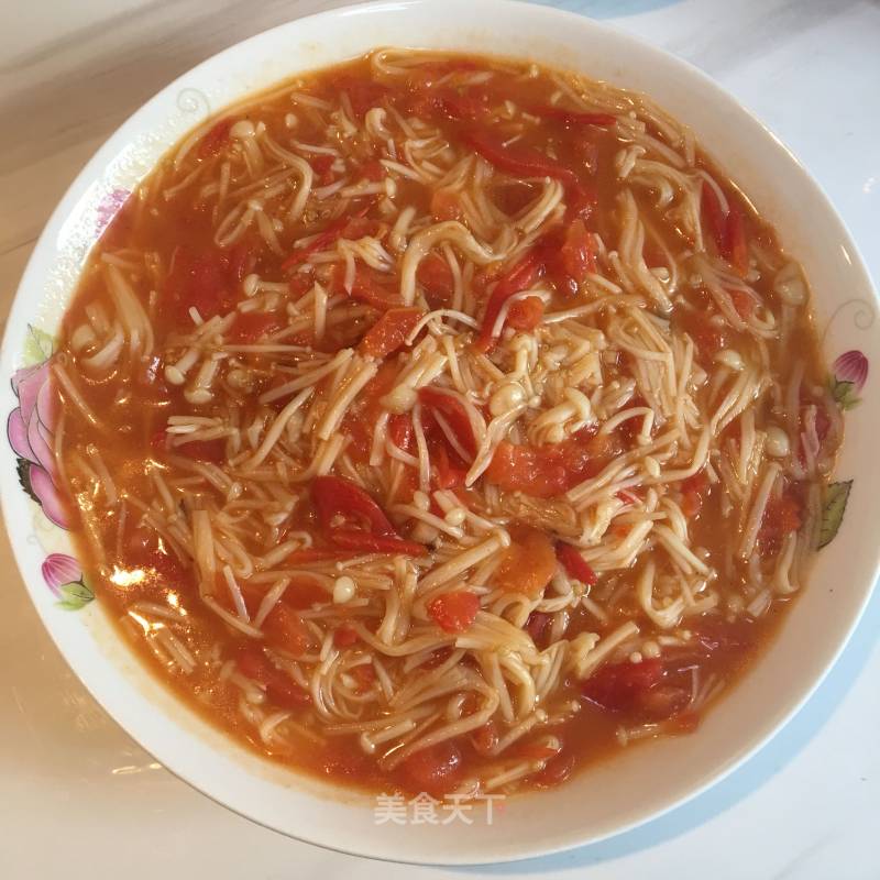 Braised Enoki Mushrooms with Cherry Tomatoes recipe