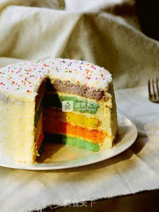 #aca烤明星大赛#coconut Fragrant Rainbow Cake recipe