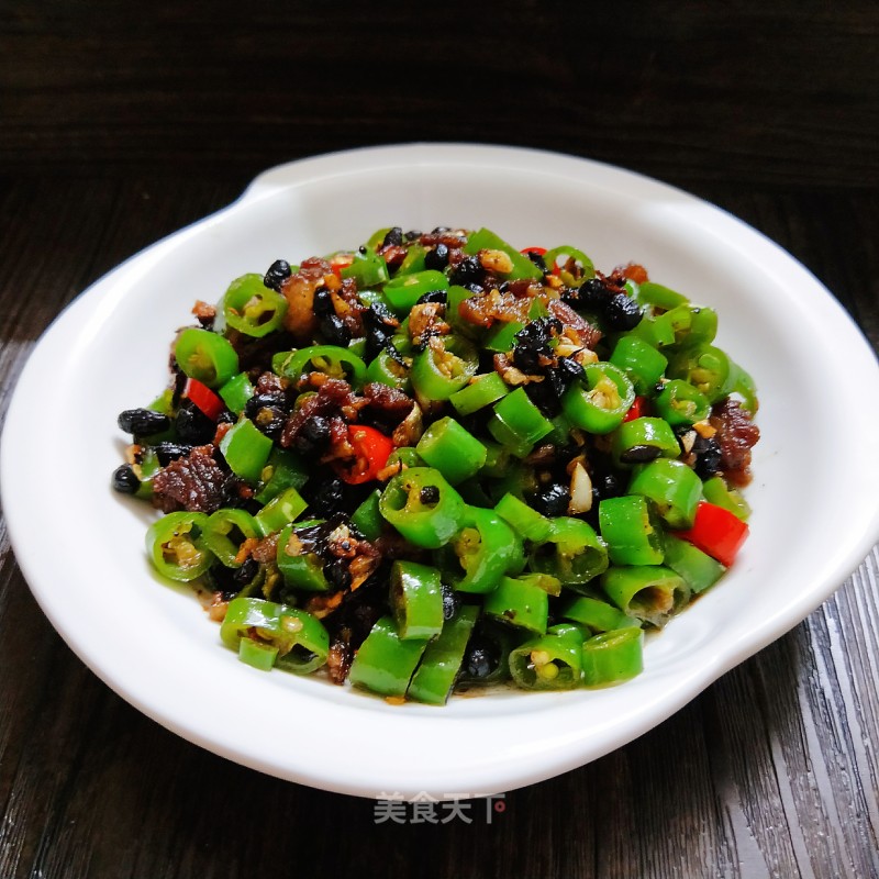 Stir-fried Green Pepper with Minced Pork in Black Bean Sauce recipe