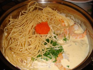 Pasta in Fish Roe Cream Sauce. recipe