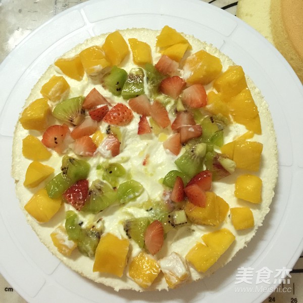 Colorful Fruit Cream Cake recipe