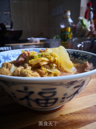 Cabbage Stew with Luncheon Meat and Bean Paste recipe