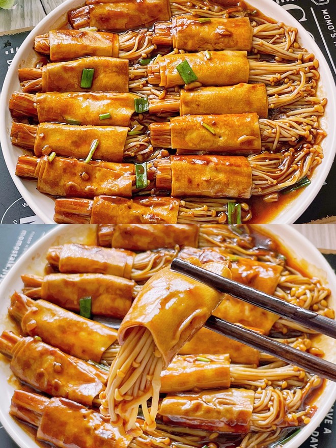 🔥low-fat Vegetarian Dishes ❗️enoki Mushroom and Tofu Rolls that are More Delicious Than Meat recipe