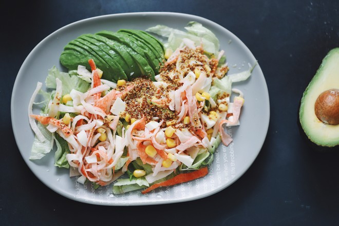 Avocado Crab Stick Salad with Soul Sauce🥗 recipe