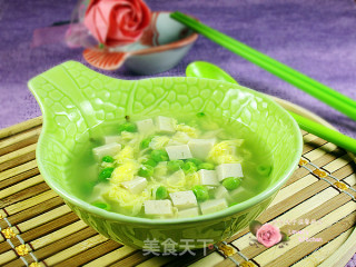 Fresh and Refreshing---pea Tofu Egg Drop Soup recipe